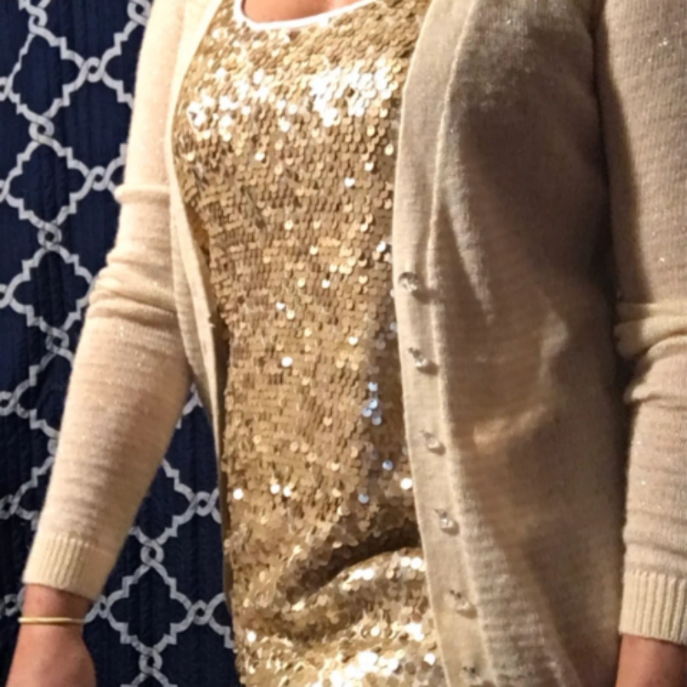 Express sequined tank with cardigan